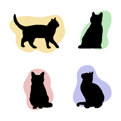 Minimalist Cat Silhouette Collection - PNG