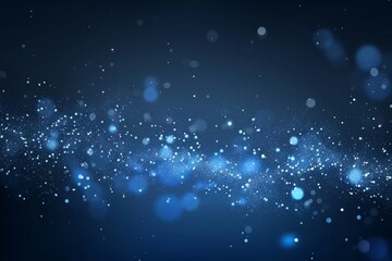 Abstract background with dark blue tones and glowing particles.