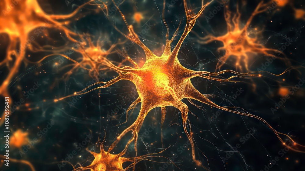Poster brain repairing itself through neuroplasticity reshaping pathways and creating new connections after