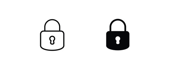 Padlock icon template. Lock icon Silhouette padlock for applications, sites. Private access, restricted access. Security symbol vector sign isolated on white