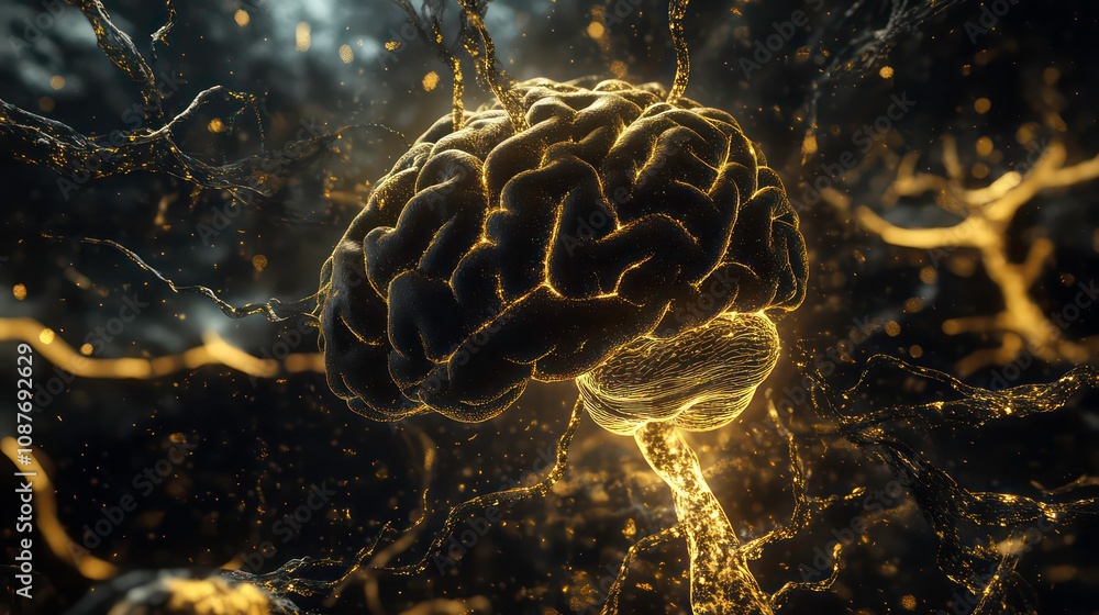 Poster brain repairing itself through neuroplasticity reshaping pathways and creating new connections after