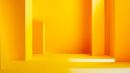 Minimalist Yellow Room with Geometric Shapes - Abstract Architecture Design