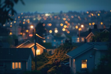 Obraz premium Blurred housing background highlighting family homes and budget-friendly living