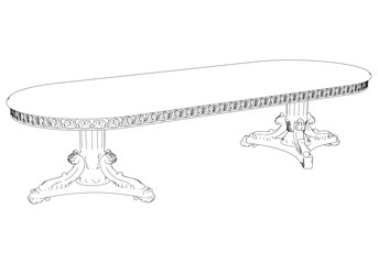 Table Vector for DIY Crafts, Coloring Books, and Graphic Design. Elegant Antique Home Decor Illustration