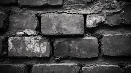 Naklejka premium Weathered Brick Wall Texture: A Monochrome Masterpiece