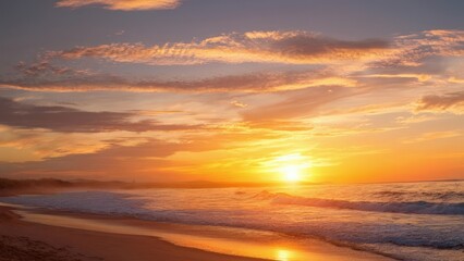 Naklejka premium Sunsets of Serene beach sun tropical ocean