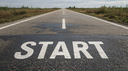 Road Start Line  Asphalt Journey  New Beginning  Travel Concept