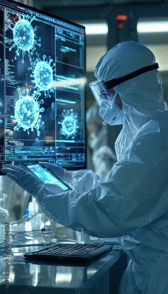 Aufkleber data scientist modeling outbreaks with ai in sterile lab environment for disease containment researc