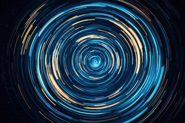 A blue and orange spiral with a star in the center