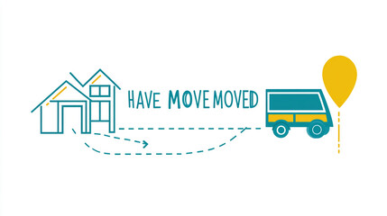 New Home Announcement  Moving Day Illustration  Family Relocation  Happy Moving Truck  Hou