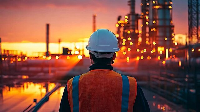 A male engineer standing at construction site to inspect planning work and monitor progress of project construction at construction
