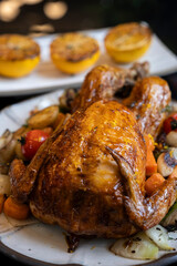 Christmas  cooked turkey is ready to serve