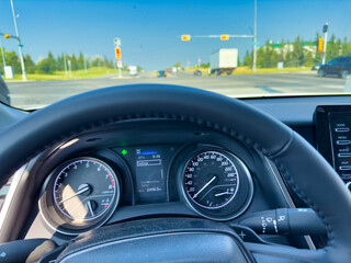 Driving along a major road