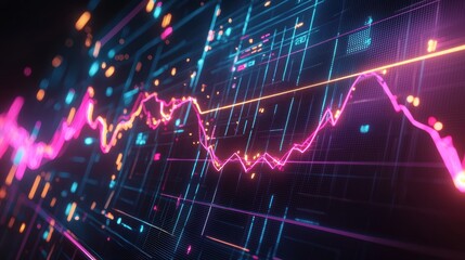 Futuristic 3D Line Graph Depicting Global AI-Driven Automation Trends by Industry (2020-2024)