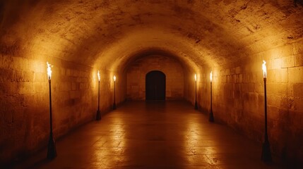 Mysterious Underground Passage with Warm Lighting