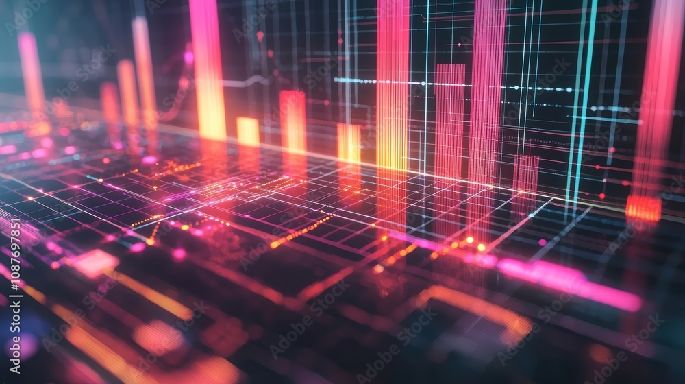 Aufkleber 3d data visualization of ai industry growth from 2023 to 2030 for tech analysis