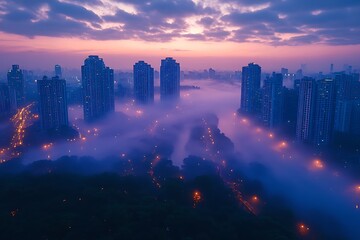 The fog in the city