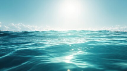 Fototapeta premium Ocean Waves Sunlight Sky Blue Water Horizon Summer Seascape