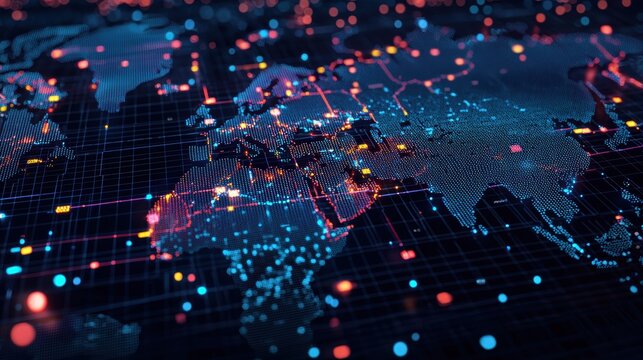3D Scatter Plot on Global Innovation and GDP Growth in a High-Tech Visualization