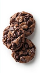 Fototapeta premium Deliciously baked chocolate cookies stacked on a white surface