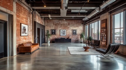 Industrial Loft Interior Design with Exposed Brick Walls