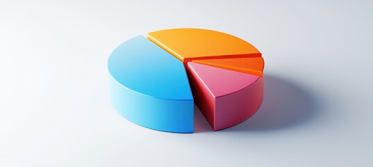 Obraz premium Colorful 3D Pie Chart Depicting Global Digital Marketing Budgets by Region in 2024