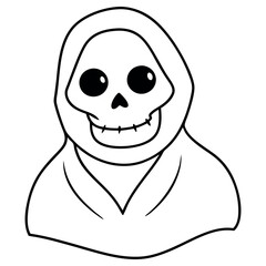 Smiling halloween skeleton line art vector illustration