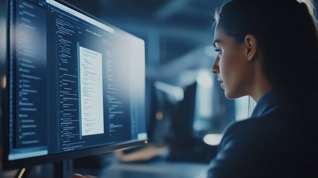 Focused Programmer Working on Code - Software Development