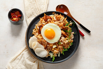 Nasi goreng- Indonesian fried rice with fried egg.
