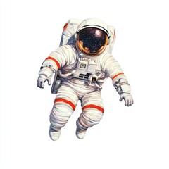 Naklejka premium Astronaut in space, white isolate background