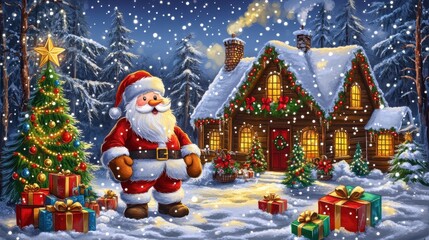 Vector Christmas collection with Santa, snowman, baubles, and gift boxes. Detailed for stickers, cards, and posters.