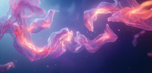 An ethereal scene with luminous shapes floating and intertwining, evoking the spontaneity and vibrancy of the brainstorming process.