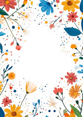 Fototapeta premium background white flat designempty square with floral motifs