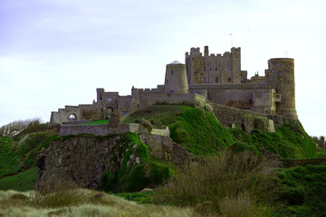 View from the beach, of Bamburgh Castle, in November, 2024.