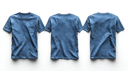 Stonewash Denim Blue T-Shirt Mockup. Generative AI