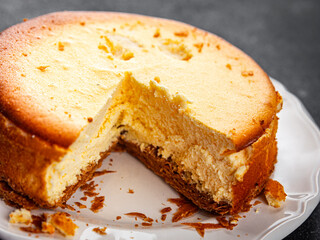 cheesecake tart sweet cheese baking tart fromage fresh tasty food dish gourmet food background on the table rustic food top view copy space