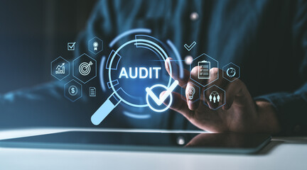 Audit Concept with Icons on Digital Interface.