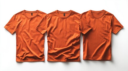 Rust Athletic T-shirt Mockup Front Side Back Views. Generative AI
