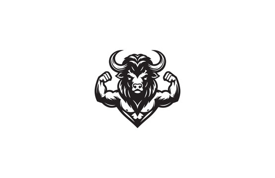 buffalo silhouette vector outline art illustration logo design