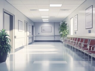 Fototapeta premium Modern Hospital Corridor Waiting Area Design