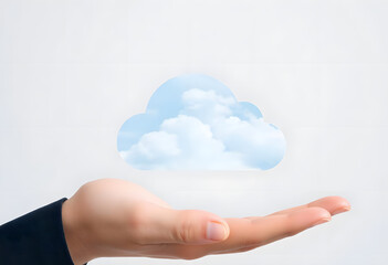 hand holding cloud technology computing