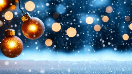 Fototapeta premium Cozy winter window with frosted snowflakes and warm Christmas lights glowing inside