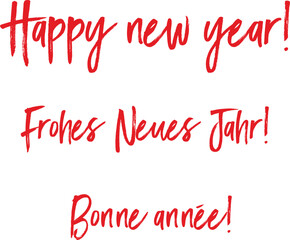 Text Happy New Year, Merry Christmas, Congratulations in English on white isolated background