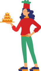 A Woman Holding a Cake