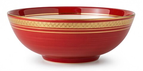 Rice Bowl A traditional rice bowl painted in vibrant red featuring a charming golden s wrapping gently around the outer edge.