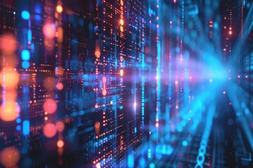 Blurred multimedia data transmission, representing glowing digital flow