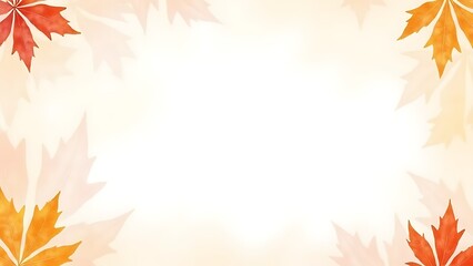  pastel watercolor autumn leaves design with a white space middle features a coloured backdrop and is ideal for a sale or menu card presentation.