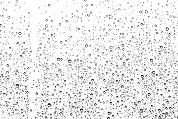 Small water drops texture vector. Rainy window overlay texture. Rain on glass background. Abstract halftone textured effect. Vector Illustration. EPS10.