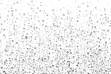 Small water drops texture vector. Rainy window overlay texture. Rain on glass background. Abstract halftone textured effect. Vector Illustration. EPS10.