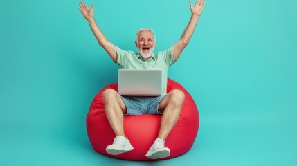 The Happy Elderly Man Relaxing